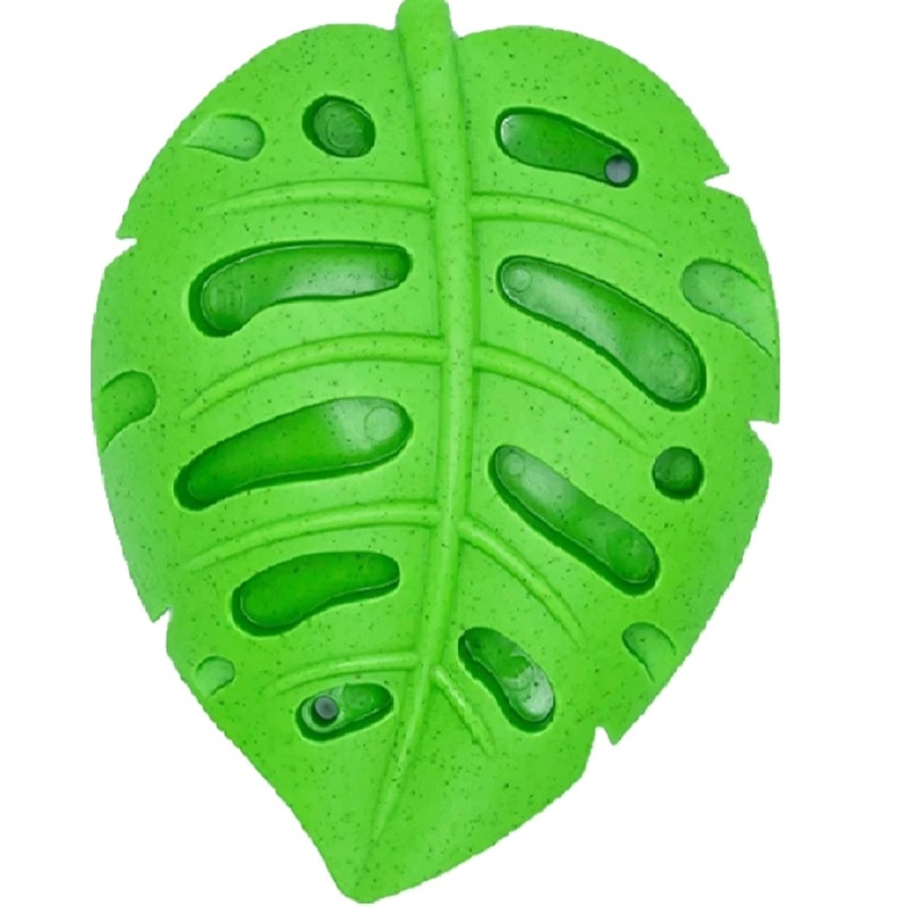 Caitec Bonetics Monstera Leaf Dog Toy Feeder Green Sweet Potato Flavour